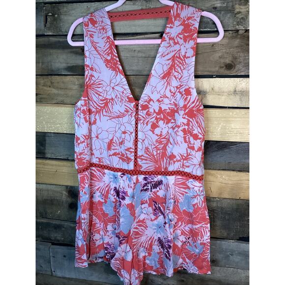 Free People Women’s Short Romper Size Small White/ Coral - Picture 5 of 6